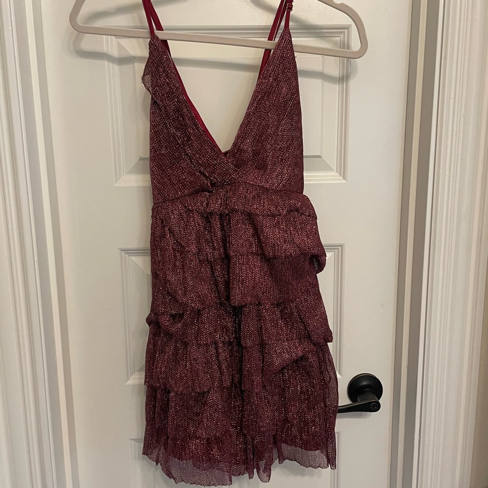 Red sparkly ruffle dress